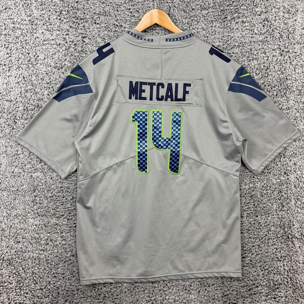 Seattle Seahawks Jersey Mens Large Gray NFL Football DK Metcalf #14 Nike L - Picture 2 of 16